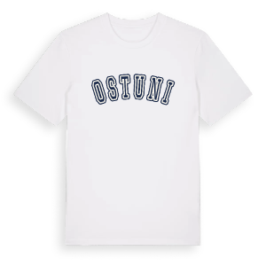 Ostuni college t-shirt – ekologisk bomull t-shirt från Pinshirt