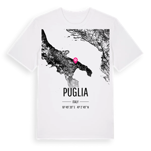 Puglia karta t-shirt – ekologisk bomull t-shirt från Pinshirt
