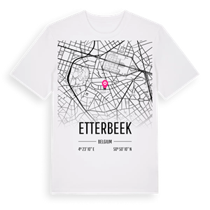 Etterbeek karta t-shirt – ekologisk bomull t-shirt från Pinshirt