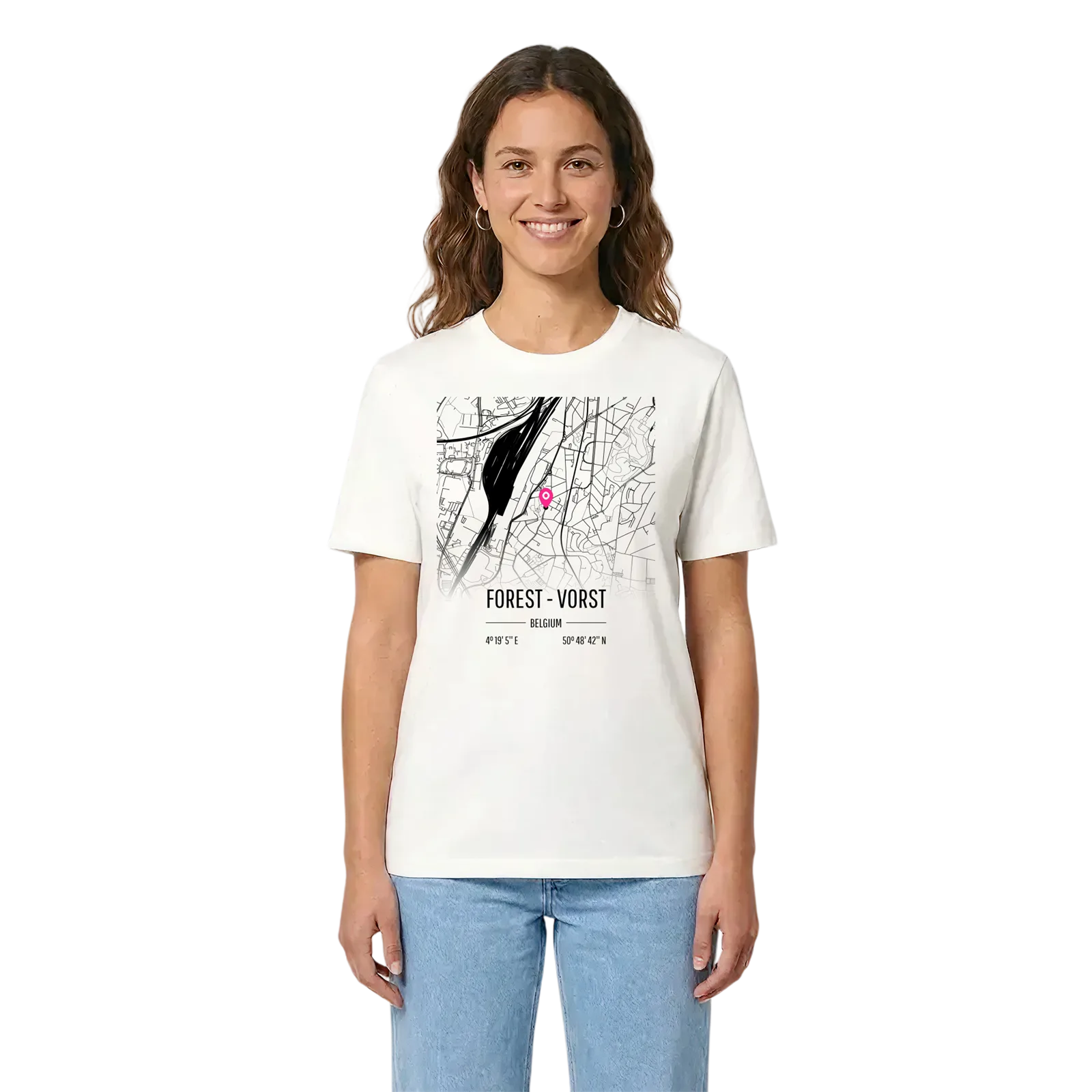 Forest - Vorst karta t-shirt – White, i miljö