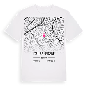 Ixelles - Elsene karta t-shirt – ekologisk bomull t-shirt från Pinshirt