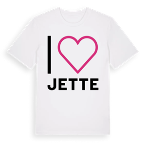Jag älskar Jette t-shirt stort tryck – ekologisk bomull t-shirt från Pinshirt