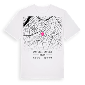 Saint-Gilles - Sint-Gillis karta t-shirt – ekologisk bomull t-shirt från Pinshirt