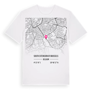 south extension of Brussels karta t-shirt – ekologisk bomull t-shirt från Pinshirt