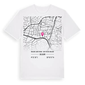 Woluwe-Saint-Pierre - Sint-Pieters-Woluwe karta t-shirt – ekologisk bomull t-shirt från Pinshirt