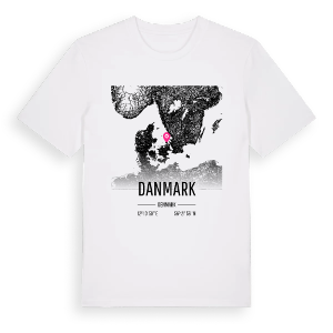 Danmark karta t-shirt – ekologisk bomull t-shirt från Pinshirt