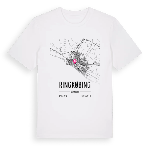 Ringkøbing karta t-shirt – ekologisk bomull t-shirt från Pinshirt