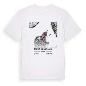 Region Nordjylland karta t-shirt – ekologisk bomull t-shirt från Pinshirt
