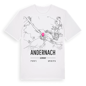 Andernach karta t-shirt – ekologisk bomull t-shirt från Pinshirt