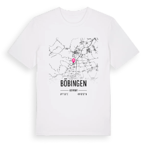 Böbingen karta t-shirt – ekologisk bomull t-shirt från Pinshirt