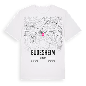 Büdesheim karta t-shirt – ekologisk bomull t-shirt från Pinshirt