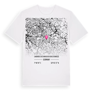 Landkreis Altenkirchen (Westerwald) karta t-shirt – ekologisk bomull t-shirt från Pinshirt