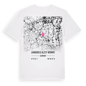 Landkreis Alzey-Worms karta t-shirt – ekologisk bomull t-shirt från Pinshirt