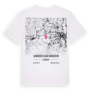 Landkreis Bad Dürkheim karta t-shirt – ekologisk bomull t-shirt från Pinshirt