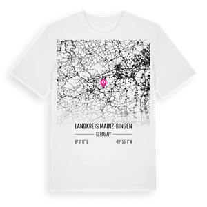 Landkreis Mainz-Bingen karta t-shirt – ekologisk bomull t-shirt från Pinshirt