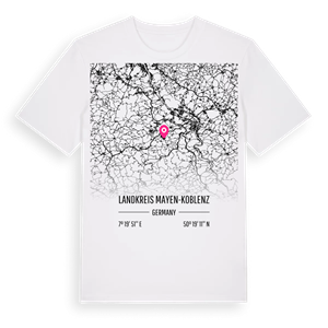 Landkreis Mayen-Koblenz karta t-shirt – ekologisk bomull t-shirt från Pinshirt