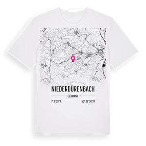 Niederdürenbach karta t-shirt – ekologisk bomull t-shirt från Pinshirt