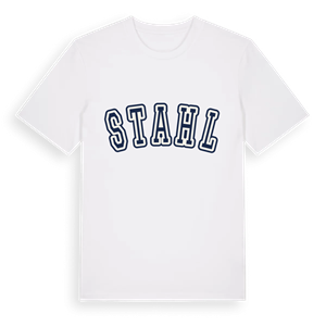 Stahl college t-shirt – ekologisk bomull t-shirt från Pinshirt
