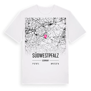 Südwestpfalz karta t-shirt – ekologisk bomull t-shirt från Pinshirt
