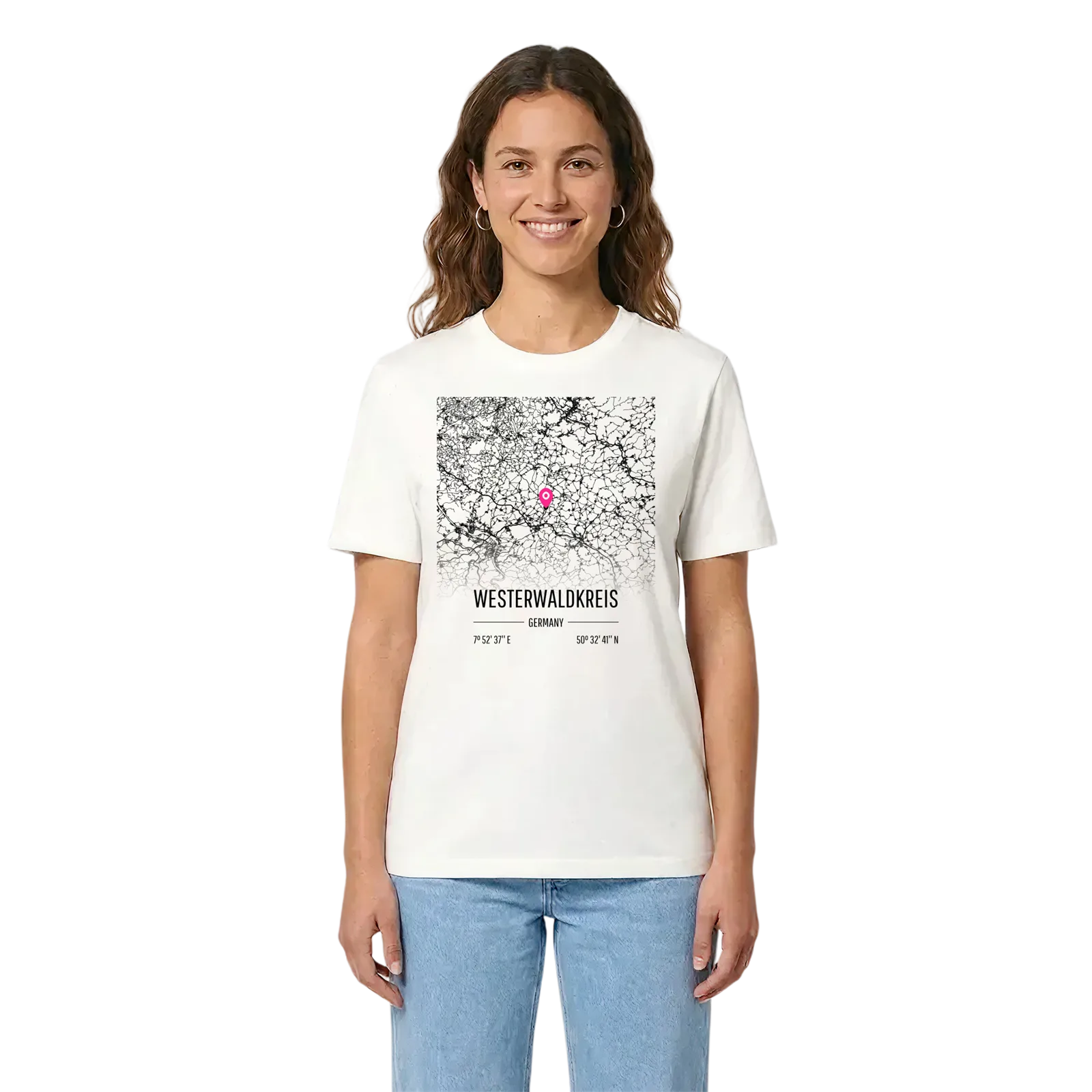 Westerwaldkreis karta t-shirt – White, i miljö