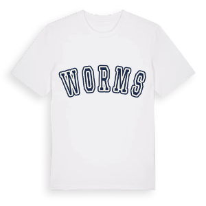Worms college t-shirt – ekologisk bomull t-shirt från Pinshirt