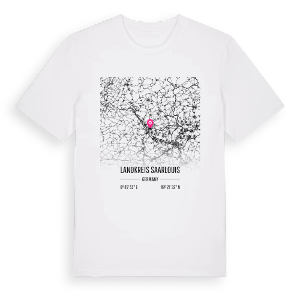 Landkreis Saarlouis karta t-shirt – ekologisk bomull t-shirt från Pinshirt