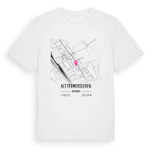 Alt Fermersleben karta t-shirt – ekologisk bomull t-shirt från Pinshirt
