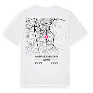 Innerstädtischer Bereich Süd karta t-shirt – ekologisk bomull t-shirt från Pinshirt