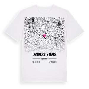 Landkreis Harz karta t-shirt – ekologisk bomull t-shirt från Pinshirt