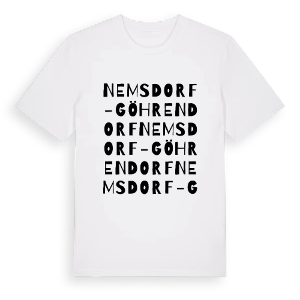 Nemsdorf-Göhrendorf ordlek t-shirt – ekologisk bomull t-shirt från Pinshirt