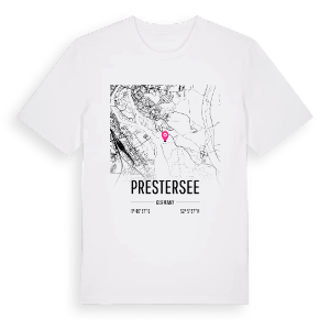 Prestersee karta t-shirt – ekologisk bomull t-shirt från Pinshirt