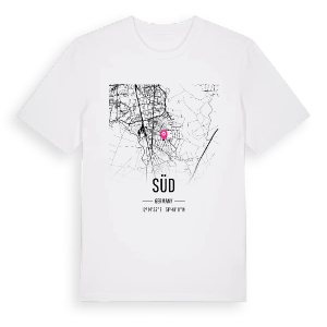 Süd karta t-shirt – ekologisk bomull t-shirt från Pinshirt