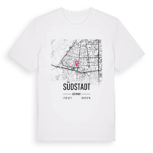 Südstadt karta t-shirt – ekologisk bomull t-shirt från Pinshirt