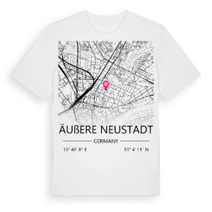 Äußere Neustadt karta t-shirt – ekologisk bomull t-shirt från Pinshirt