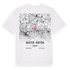 Bautzen - Budyšin karta t-shirt – ekologisk bomull t-shirt från Pinshirt