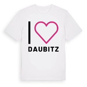 Jag älskar Daubitz t-shirt stort tryck – ekologisk bomull t-shirt från Pinshirt
