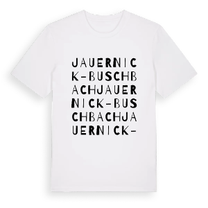 Jauernick-Buschbach ordlek t-shirt – ekologisk bomull t-shirt från Pinshirt