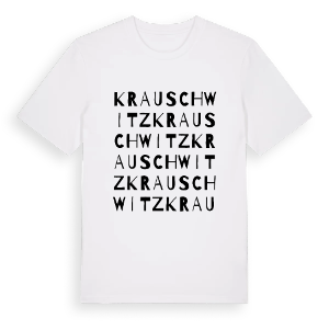 Krauschwitz ordlek t-shirt – ekologisk bomull t-shirt från Pinshirt