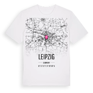 Leipzig karta t-shirt – ekologisk bomull t-shirt från Pinshirt