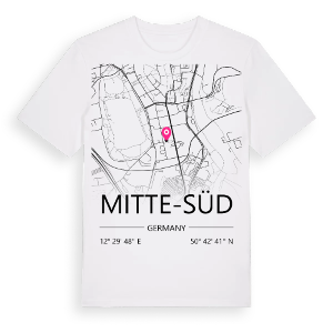 Mitte-Süd karta t-shirt – ekologisk bomull t-shirt från Pinshirt