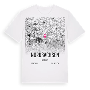 Nordsachsen karta t-shirt – ekologisk bomull t-shirt från Pinshirt
