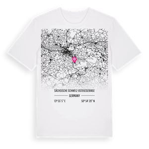 Sächsische Schweiz-Osterzgebirge karta t-shirt – ekologisk bomull t-shirt från Pinshirt