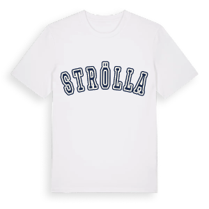 Strölla college t-shirt – ekologisk bomull t-shirt från Pinshirt