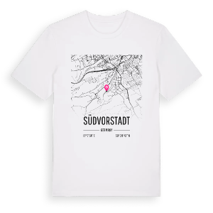 Südvorstadt karta t-shirt – ekologisk bomull t-shirt från Pinshirt