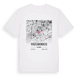 Vogtlandkreis karta t-shirt – ekologisk bomull t-shirt från Pinshirt