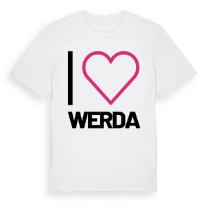 Jag älskar Werda t-shirt stort tryck – ekologisk bomull t-shirt från Pinshirt