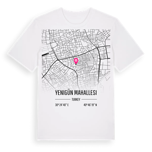 Yenigün Mahallesi karta t-shirt – ekologisk bomull t-shirt från Pinshirt