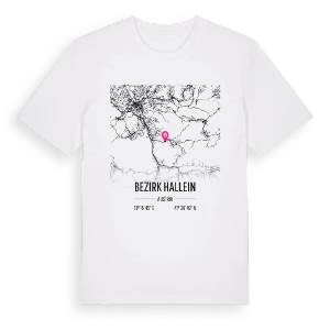 Bezirk Hallein karta t-shirt – ekologisk bomull t-shirt från Pinshirt