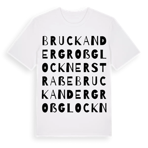 Bruck an der Großglocknerstraße ordlek t-shirt – ekologisk bomull t-shirt från Pinshirt