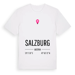 Salzburg karta t-shirt – ekologisk bomull t-shirt från Pinshirt